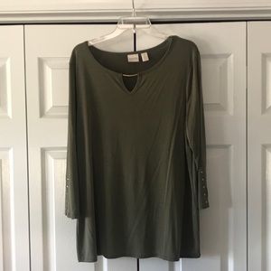 Olive Green Chico’s top (Size 3)